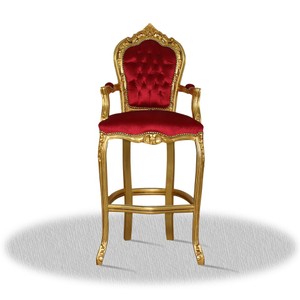 4251287761825 - Barock Hochstuhl Barstuhl Gold Rot 55 x 50 x H 140 cm - Limited Edition
