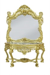 4251287762051 - Barock Spiegelkonsole mit Marmorplatte Gold Schwarz - Edel & Prunkvoll