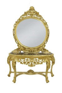 4251287762112 - Luxus Barock Spiegelkonsole mit Marmorplatte - Hotel MÃ¶bel
