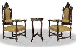 4251287762167 - Barock Thronstuhl Set mit Beistelltisch - Antik Wohnzimmer MÃ¶bel