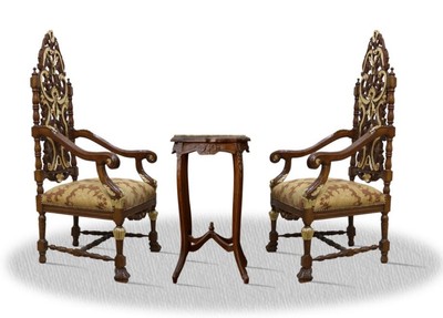 4251287762174 - Barock Thronstuhl Set mit Beistelltisch - Luxus Edition