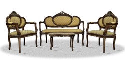4251287762211 - Barock Salon Set mit Sitzbank 2 StÃ¼hlen und Tisch - Hotel MÃ¶bel