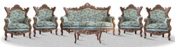 4251287762266 - Barock Sofa Set 3er Sofa 4 Sessel und Tisch mit Glasplatte - Antik Sofa Set
