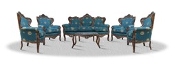 4251287762273 - Barock Sofa Set 3er Sofa 4 Sessel und Tisch mit Glasplatte - Antik MÃ¶bel