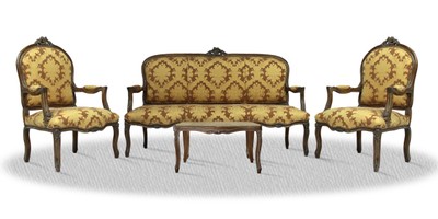 4251287762358 - Barock Salon Set mit Sitzbank 2 StÃ¼hlen und Tisch - Antik Stil