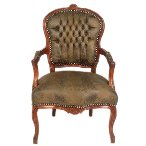 4251287762648 - Barock Salon Stuhl Braun Lederoptik   Braun - MÃ¶bel Antik Stil