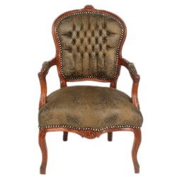 4251287762648 - Barock Salon Stuhl Braun Lederoptik   Braun - MÃ¶bel Antik Stil