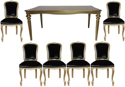 4251287762754 - Barock Luxus Esszimmer Set Schwarz Gold - Esstisch + 6 StÃ¼hle - MÃ¶bel Antik Stil - Luxus QualitÃ¤t - Limited Edition