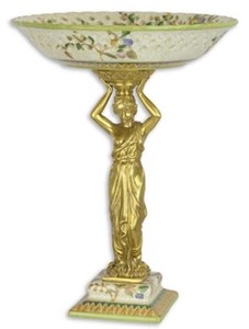 4251287762853 - Luxus Barock Porzellan Schale auf Sockel H 34 cm