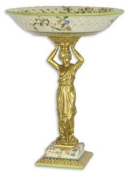 4251287762853 - Luxus Barock Porzellan Schale auf Sockel H 34 cm