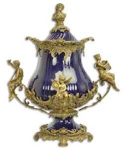 4251287762884 - Luxus Barock Porzellan SchÃ¼ssel mit Deckel und 2 Messing Griffen