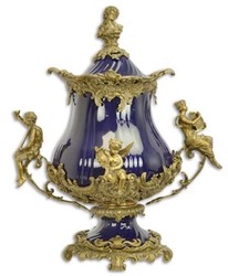 4251287762884 - Luxus Barock Porzellan SchÃ¼ssel mit Deckel und 2 Messing Griffen