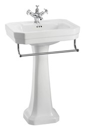 4251287763126 - Porzellan Waschbecken mit Sockel und Handtuchhalter - Antik Stil Waschbecken
