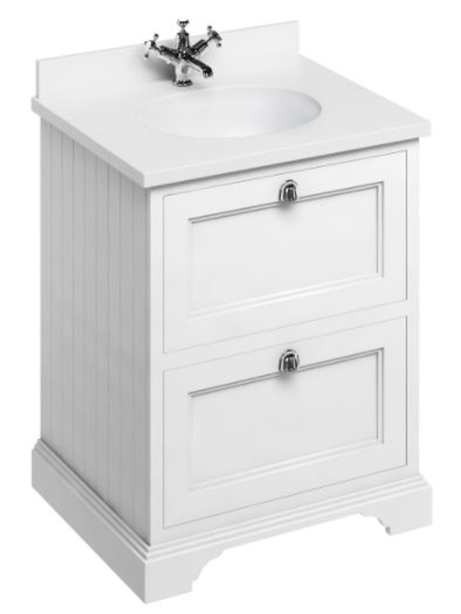 4251287763645 - Waschschrank   Waschtisch mit Marmorplatte und 2 Schubladen 67 x 55 x H93 cm