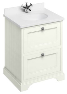 4251287763638 - Waschschrank   Waschtisch mit Marmorplatte und 2 Schubladen 67 x 55 x H93 cm