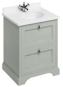 4251287763621 - Waschschrank   Waschtisch mit Marmorplatte und 2 Schubladen 67 x 55 x H93 cm