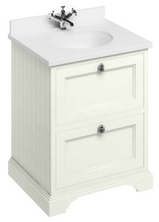 4251287763638 - Waschschrank   Waschtisch mit Marmorplatte und 2 Schubladen 67 x 55 x H93 cm