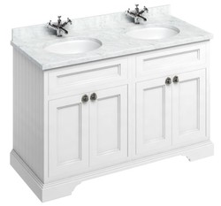 4251287763720 - Doppel Waschschrank mit Marmorplatte und 4 TÃ¼ren - Antik Stil Waschtisch