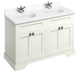 4251287763744 - Doppel Waschschrank   Waschtisch mit Marmorplatte und 4 TÃ¼ren 130 x 55 x H 93 cm