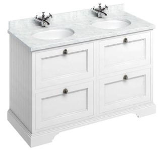 4251287763812 - Doppel Waschschrank   Waschtisch mit Marmorplatte und 4 Schubladen - Luxus Kollektion