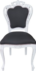 4251287763829 - Barock Esszimmer Stuhl ohne Armlehnen Schwarz   Antik WeiÃ - Designer Stuhl - Luxus QualitÃ¤t