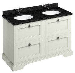 4251287763874 - Doppel Waschschrank mit Granitplatte und 4 Schubladen 130 x 55 x H 93 cm