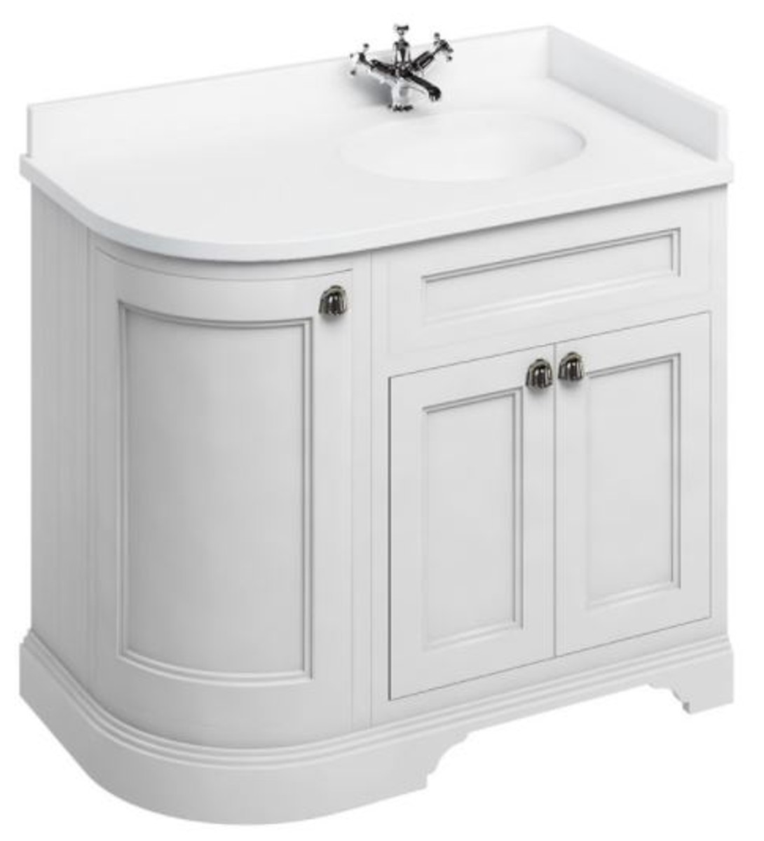 4251287764185 - Waschschrank mit Kunststeinplatte und 3 TÃ¼ren - Jugendstil Waschtisch