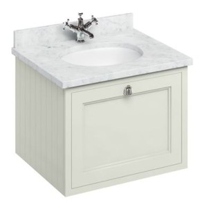 4251287764321 - Luxus HÃ¤nge-Waschschrank   Waschtisch mit Marmorplatte und Schublade - Luxus Kollektion