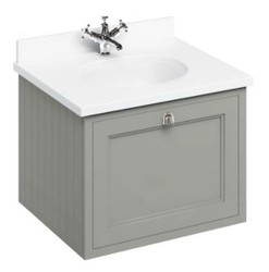 4251287764345 - Luxus HÃ¤nge-Waschschrank   Waschtisch mit Marmorplatte und Schublade 66 x 55 x H 59 cm