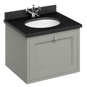 4251287764376 - Luxus HÃ¤nge-Waschschrank   Waschtisch mit Granitplatte und Schublade - Jugendstil Design