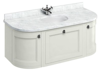 4251287764475 - Luxus HÃ¤nge-Waschschrank mit Marmorplatte Schublade und 2 TÃ¼ren - Antik Stil Waschtisch