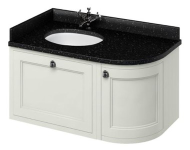 4251287764536 - HÃ¤nge-Waschschrank   Waschtisch mit Granitplatte Schublade und TÃ¼r 98 x 55 x H 59 cm