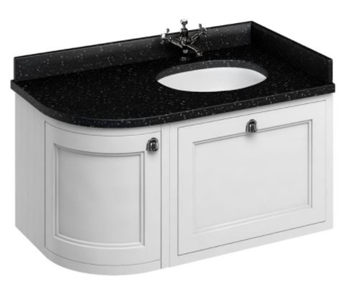 4251287764635 - HÃ¤nge-Waschschrank   Waschtisch mit Granitplatte Schublade und TÃ¼r 98 x 55 x H 59 cm