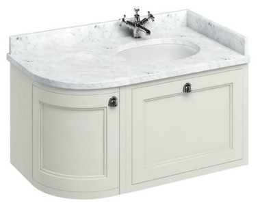 4251287764659 - Luxus HÃ¤nge-Waschschrank   Waschtisch mit Marmorplatte Schublade und TÃ¼r - Jugendstil Design