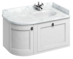 4251287764666 - Luxus HÃ¤nge-Waschschrank   Waschtisch mit Marmorplatte Schublade und TÃ¼r - Jugendstil Design