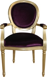 4251287764673 - Barock Luxus Esszimmer Stuhl mit Armlehnen Lila   Gold  - Designer Stuhl - Luxus QualitÃ¤t - Limited Edition