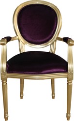 4251287764673 - Barock Luxus Esszimmer Stuhl mit Armlehnen Lila   Gold  - Designer Stuhl - Luxus QualitÃ¤t - Limited Edition