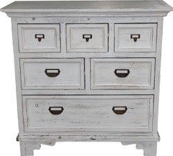 4251287764871 - Shabby Chic Landhaus Stil Kommode mit 6 Schubladen Antik WeiÃ B 84 cm H 84 cm - Antik Kommode