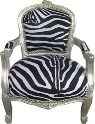 4251287764901 - Barock Kinder Stuhl Zebra   Silber - KindermÃ¶bel