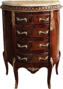 4251287764932 - Barock Kommode Mahagoni Braun Intarsien mit Marmorplatte B 68 cm H 89 cm - Barock Kommode - Limited Edition