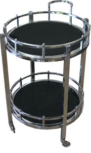 4251287765144 - Luxus Bar Trolley Servierwagen Rund Edelstahl vernickelt   schwarzes Glas Mod 2 - Luxus Hotel & Restaurant Einrichtung MÃ¶bel Serviertisch