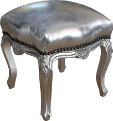 4251287765250 - Barock Sitzhocker Silber Silber Höhe 40 cm Breite 35 cm - Barock Möbel 4251287765250 - Barock Sitzhocker Silber Silber Höhe 40 cm Breite 35 cm - Barock Möbel