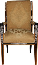 4251287766509 - Barock Luxus Empire Esszimmer Stuhl mit Armlehnen Mahagoni   Gold   Schwarz   Silber - Limited Edition