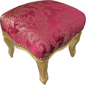 4251287766653 - Barock FuÃhocker Bordeauxrot Muster   Gold Mod2 - Antik Stil MÃ¶bel - Hocker