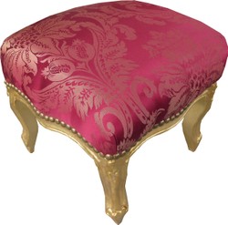 4251287766653 - Barock FuÃhocker Bordeauxrot Muster   Gold Mod2 - Antik Stil MÃ¶bel - Hocker