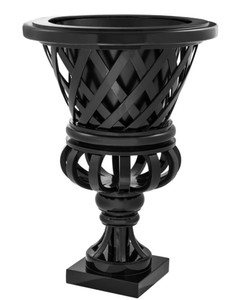 4251287766929 - Designer Mahagoni Ãbertopf Piano Schwarz - Luxus Blumentopf mit Sockel