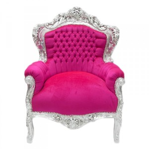 4251287766950 - Barock Sessel King Pink   Silber MÃ¶bel Antik Stil
