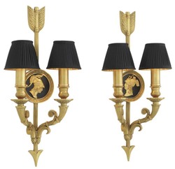 4251287767230 - Designer Luxus Wandleuchten 2er Set Antik Gold - Hotel MÃ¶bel