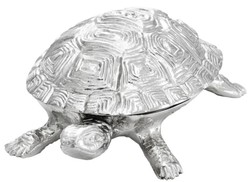4251287768152 - Luxus Schatulle mit Deckel SchildkrÃ¶te Messing vernickelt 195 x 105 x H 65 cm - Luxus Dekoration
