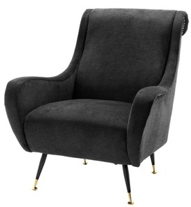 4251287768367 - Luxus Hotel Salon Sessel Schwarz 80 x 90 x H 88 cm - Wohnzimmer MÃ¶bel